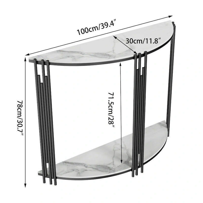 Console demi-lune moderne Table d'appoint d'entrée 2 niveaux