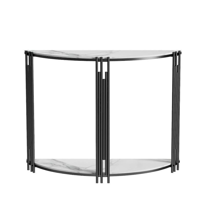 Console demi-lune moderne Table d'appoint d'entrée 2 niveaux