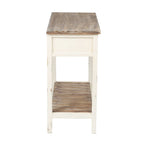 Console de 2 tiroirs en bois vieilli blanc et marron - 31,5 H x 35,4 L x 15,55 P