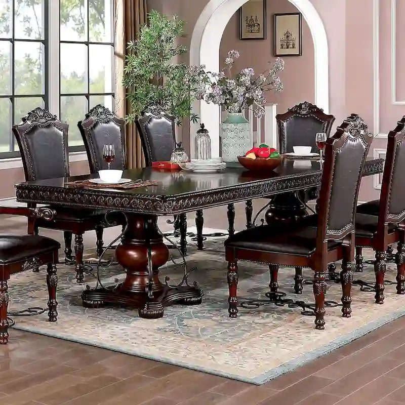 Table à manger Baburam de 120 pouces de style traditionnel cerise de Furniture of America