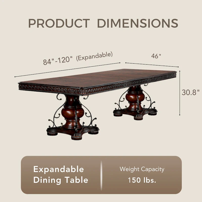 Table à manger Baburam de 120 pouces de style traditionnel cerise de Furniture of America