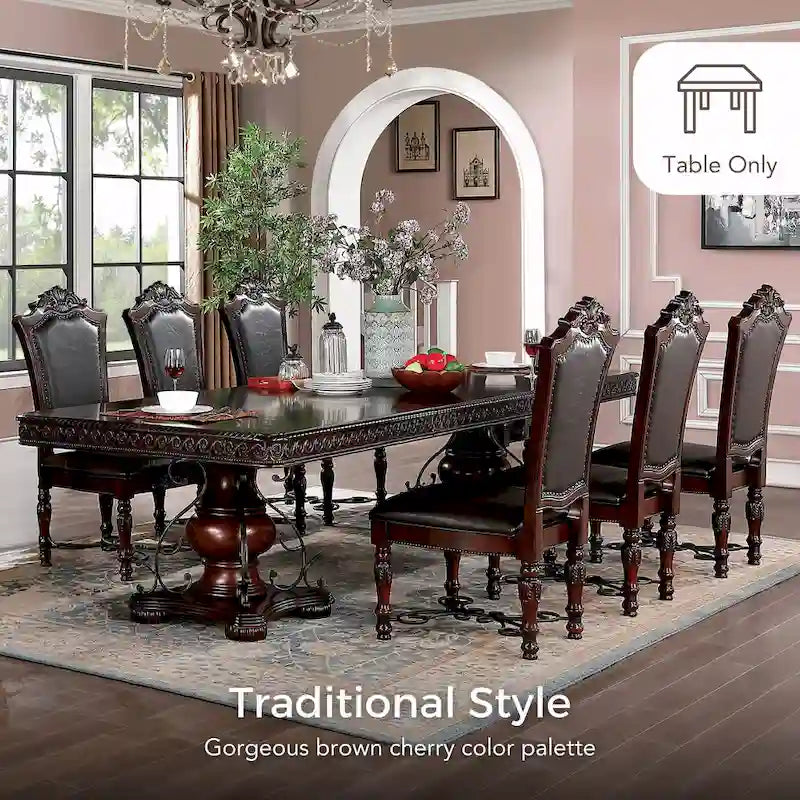 Table à manger Baburam de 120 pouces de style traditionnel cerise de Furniture of America