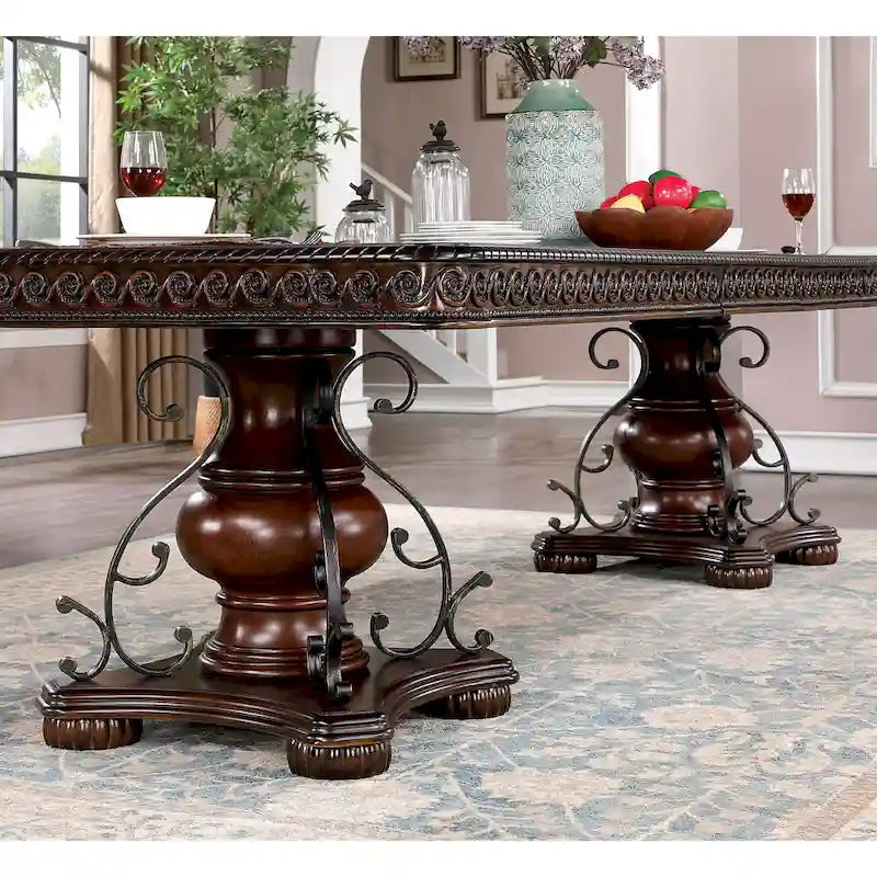 Table à manger Baburam de 120 pouces de style traditionnel cerise de Furniture of America