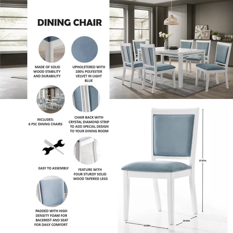 Chaises de salle à manger CraftPorch Luxurious Crystal Diamond Strip (Lot de 6)