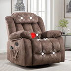 Fauteuil inclinable manuel rembourré en tissu doux avec masseur et fonction chauffante