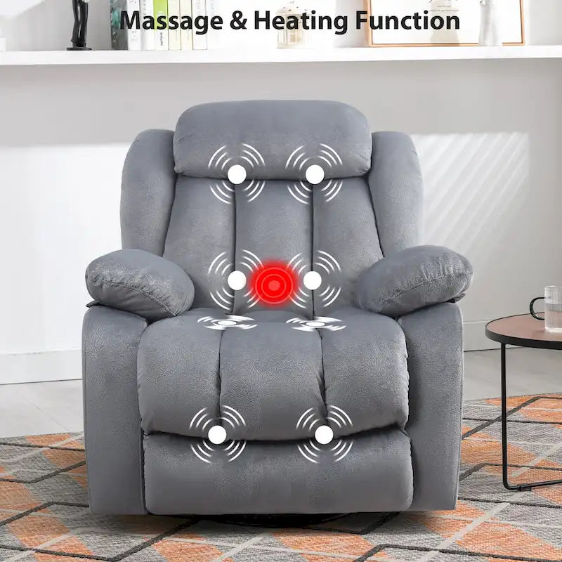 Fauteuil inclinable manuel rembourré en tissu doux avec masseur et fonction chauffante