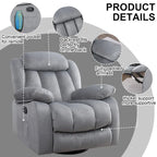 Fauteuil inclinable manuel rembourré en tissu doux avec masseur et fonction chauffante