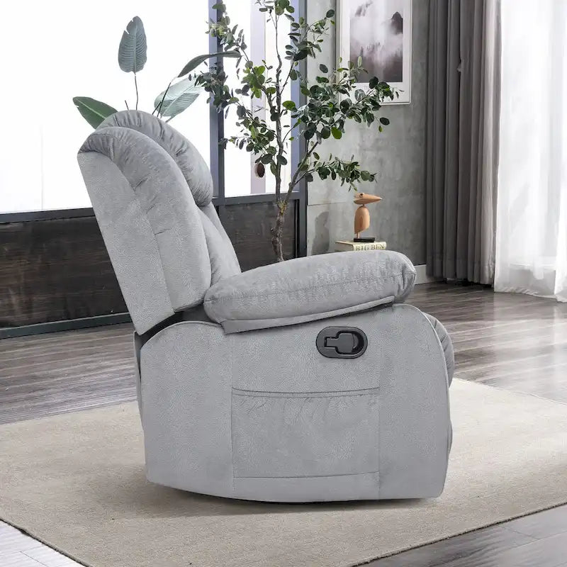 Fauteuil inclinable manuel rembourré en tissu doux avec masseur et fonction chauffante