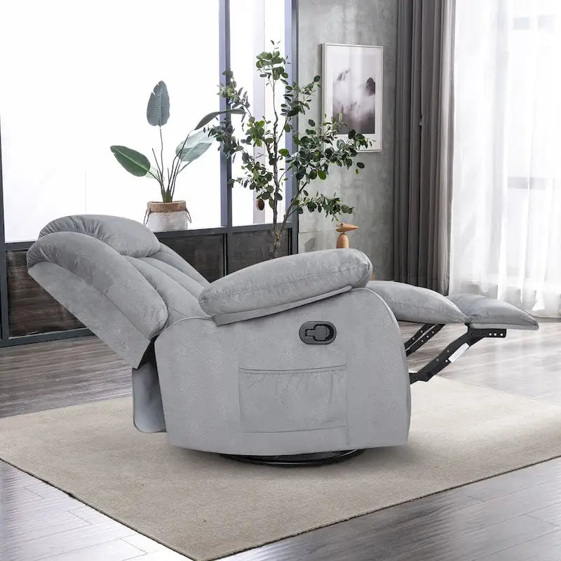 Fauteuil inclinable manuel rembourré en tissu doux avec masseur et fonction chauffante