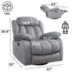 Fauteuil inclinable manuel rembourré en tissu doux avec masseur et fonction chauffante