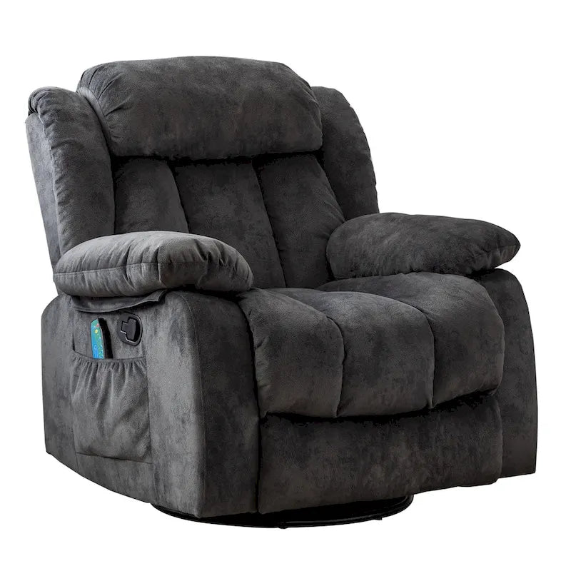 Fauteuil inclinable manuel rembourré en tissu doux avec masseur et fonction chauffante