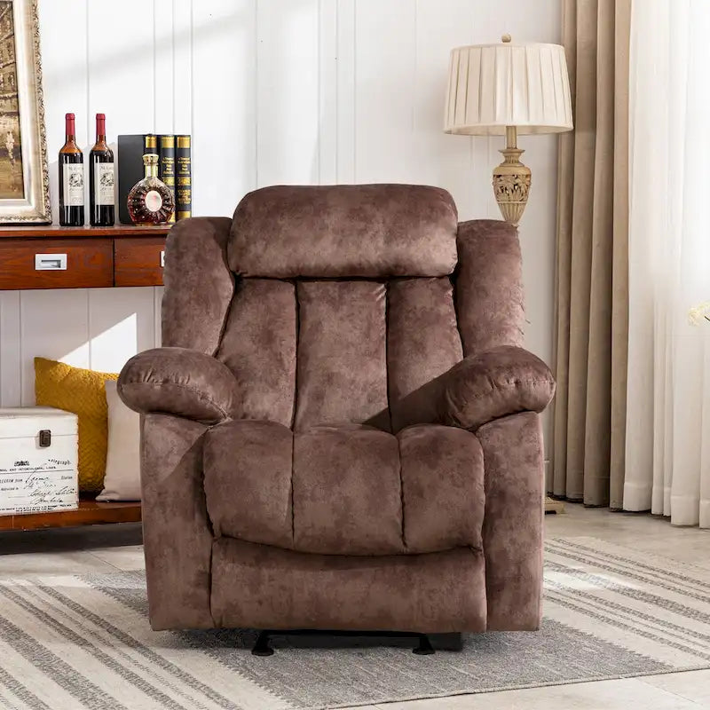 Fauteuil inclinable manuel rembourré en tissu doux avec masseur et fonction chauffante