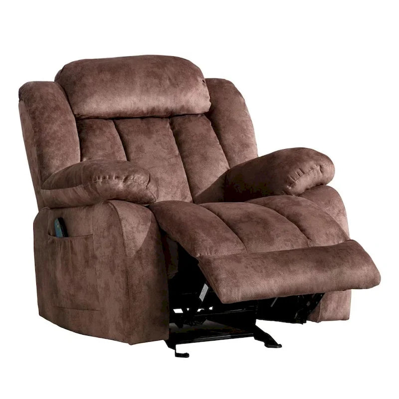 Fauteuil inclinable manuel rembourré en tissu doux avec masseur et fonction chauffante