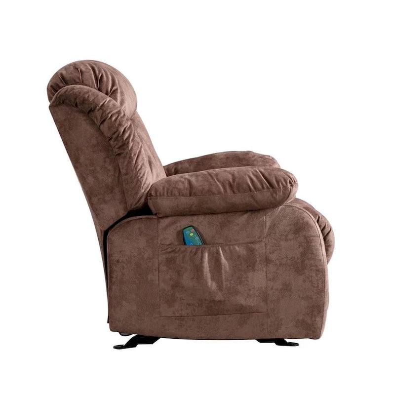 Fauteuil inclinable manuel rembourré en tissu doux avec masseur et fonction chauffante