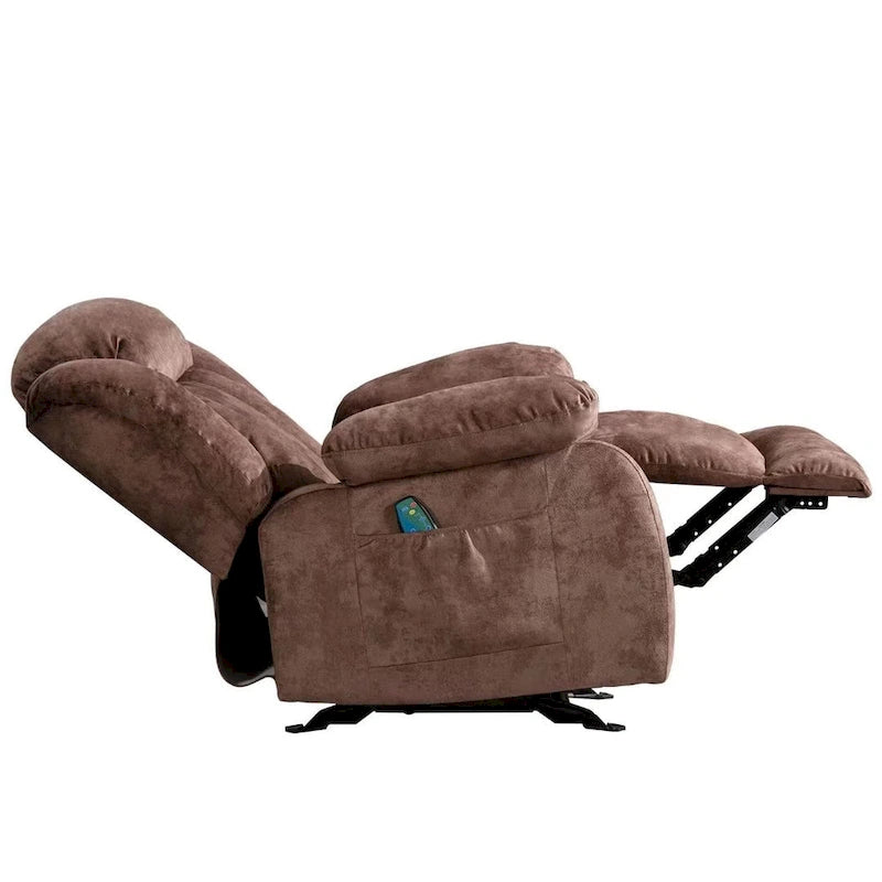 Fauteuil inclinable manuel rembourré en tissu doux avec masseur et fonction chauffante