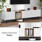 Meuble TV moderne pour téléviseur 80 pouces avec 3 portes et grand placard de rangement