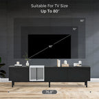Meuble TV moderne pour téléviseur 80 pouces avec 3 portes et grand placard de rangement