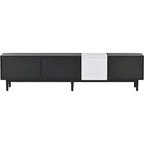 Meuble TV moderne pour téléviseur 80 pouces avec 3 portes et grand placard de rangement