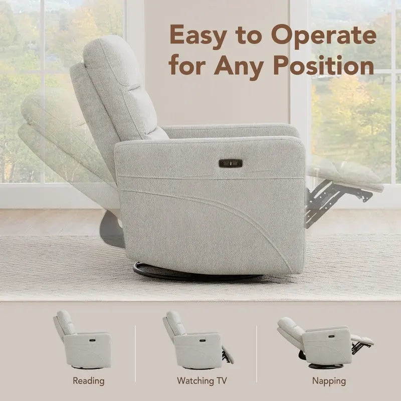 Fauteuil inclinable pivotant Jason Power avec ports de chargement USB pour appui-tête