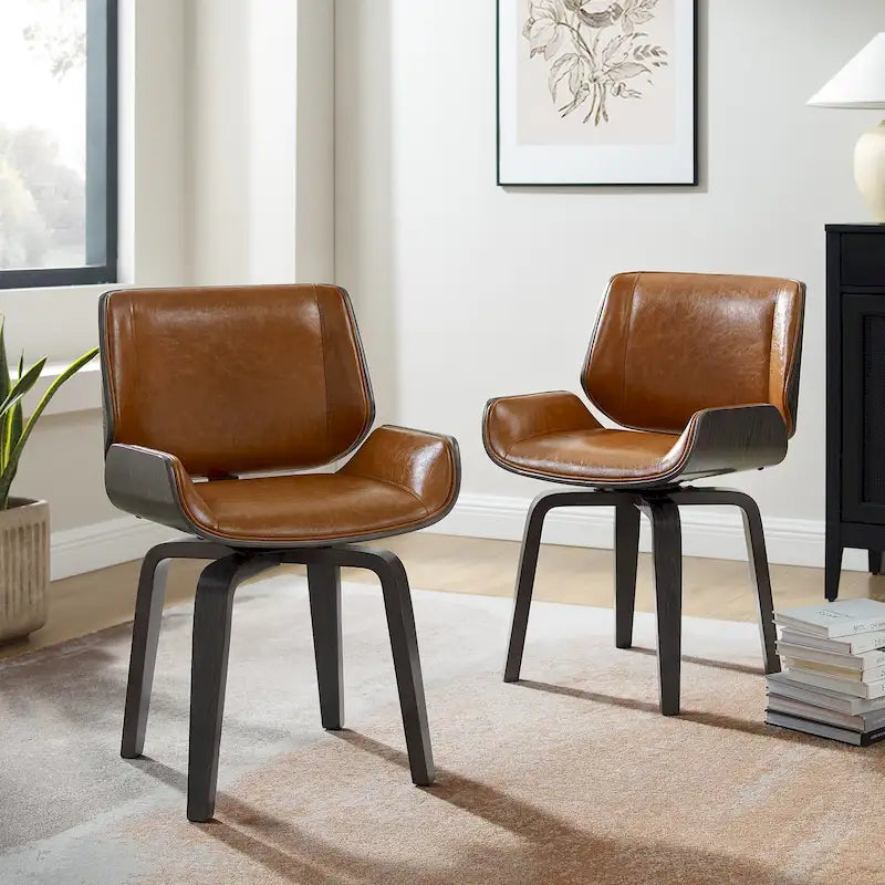Chaises de salle à manger tapissées en bois (Lot de 2)