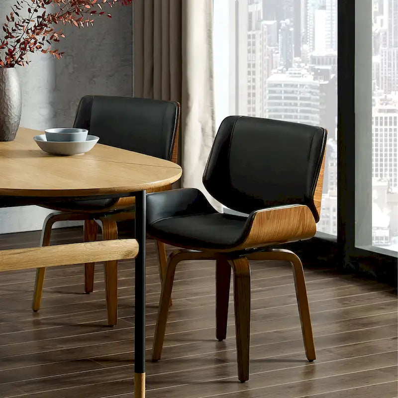 Chaises de salle à manger tapissées en bois (Lot de 2)