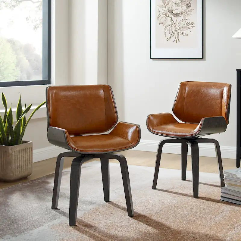Chaises de salle à manger tapissées en bois (Lot de 2)
