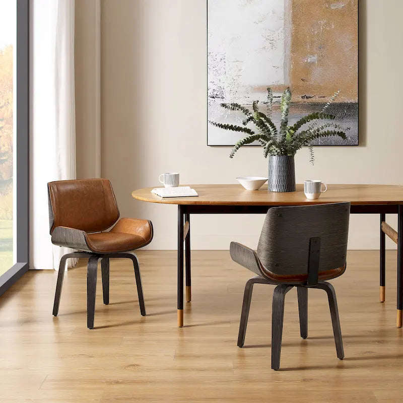 Chaises de salle à manger tapissées en bois (Lot de 2)