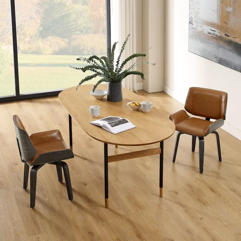 Chaises de salle à manger tapissées en bois (Lot de 2)