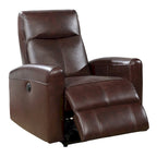 Fauteuil inclinable électrique de salon en cuir contemporain Eli avec massage lombaire