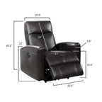 Fauteuil inclinable électrique de salon en cuir contemporain Eli avec massage lombaire