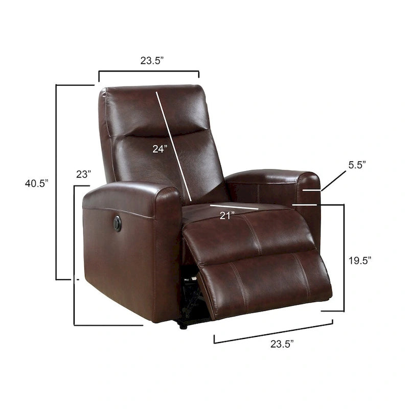 Fauteuil inclinable électrique de salon en cuir contemporain Eli avec massage lombaire