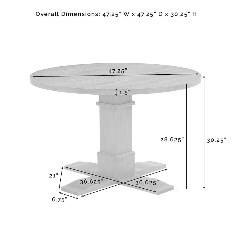 Table de salle à manger ronde Crosley Joanna - 47,25 larg. x 47,25 prof. x 30,25 haut.