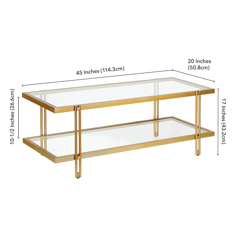 Table basse Inez en acier et verre au design moderne