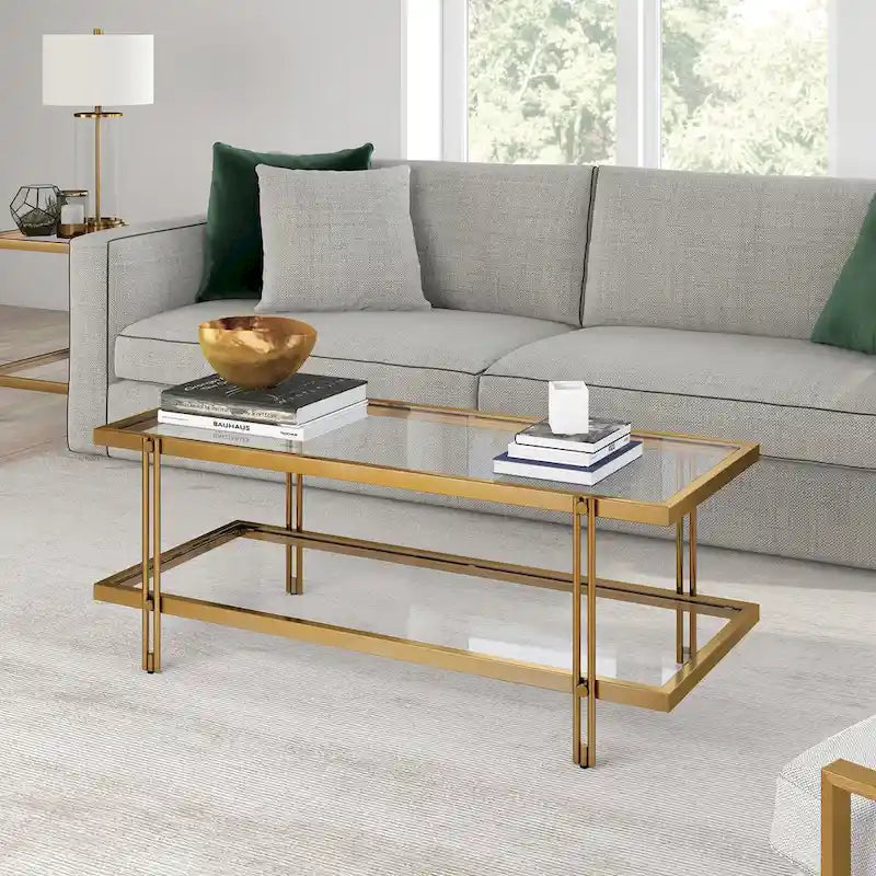 Table basse Inez en acier et verre au design moderne