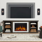 Meuble TV pour cheminée électrique mince Kenai 72 en chêne foncé par Real Flame