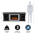 Meuble TV pour cheminée électrique mince Kenai 72 en chêne foncé par Real Flame
