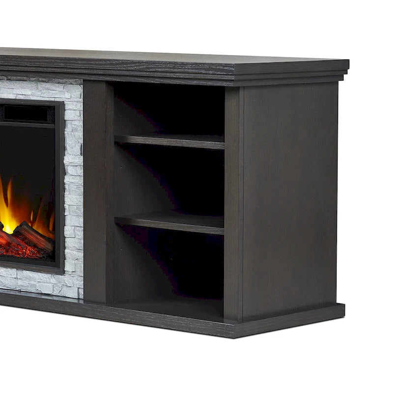 Meuble TV pour cheminée électrique mince Kenai 72 en chêne foncé par Real Flame