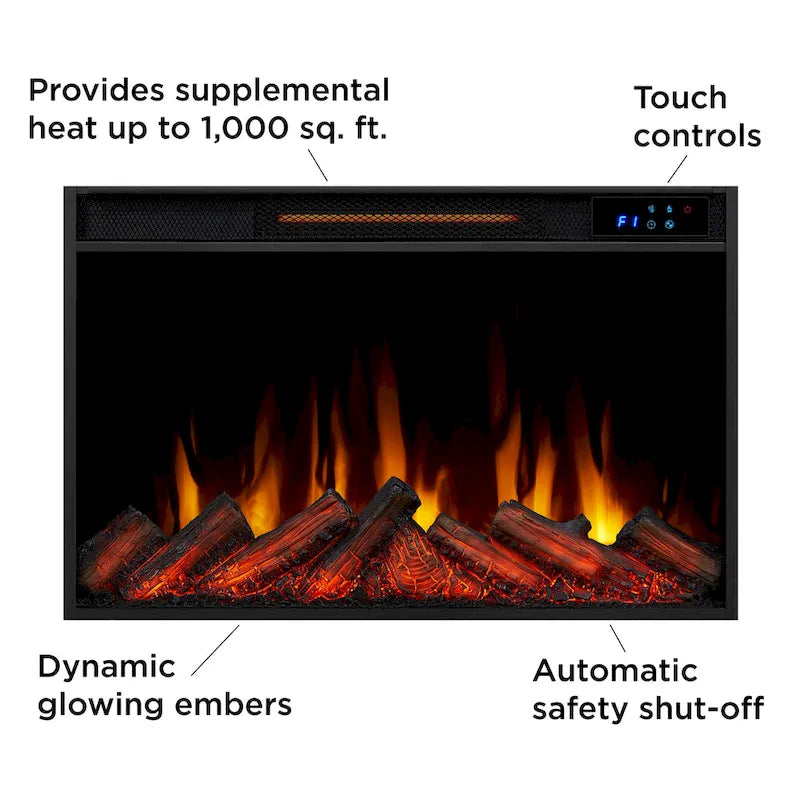 Meuble TV pour cheminée électrique mince Kenai 72 en chêne foncé par Real Flame