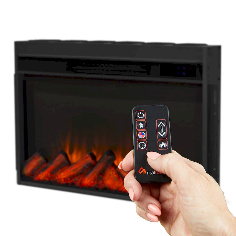 Meuble TV pour cheminée électrique mince Kenai 72 en chêne foncé par Real Flame