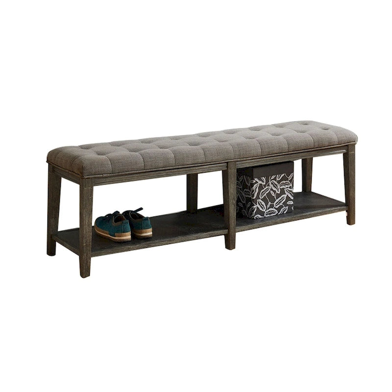 Banc en bois avec assise capitonnée