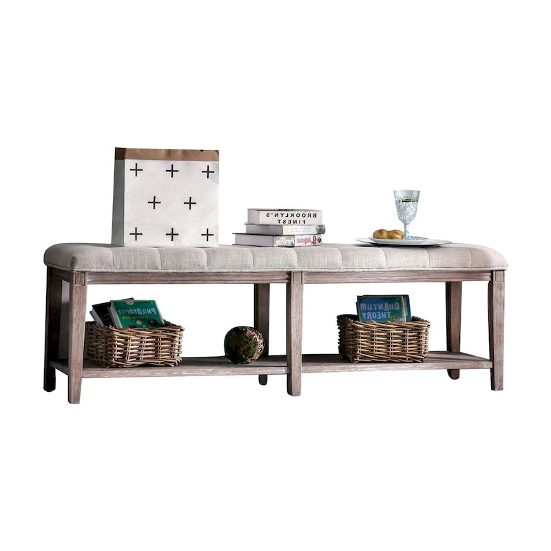 Banc en bois avec assise capitonnée
