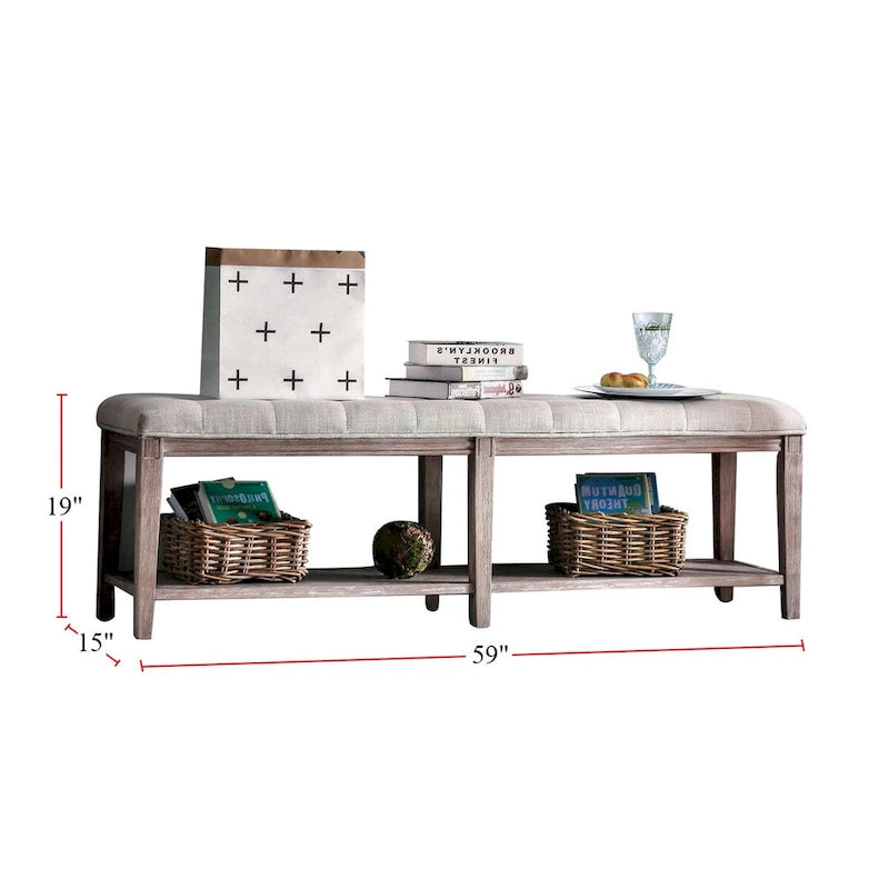 Banc en bois avec assise capitonnée