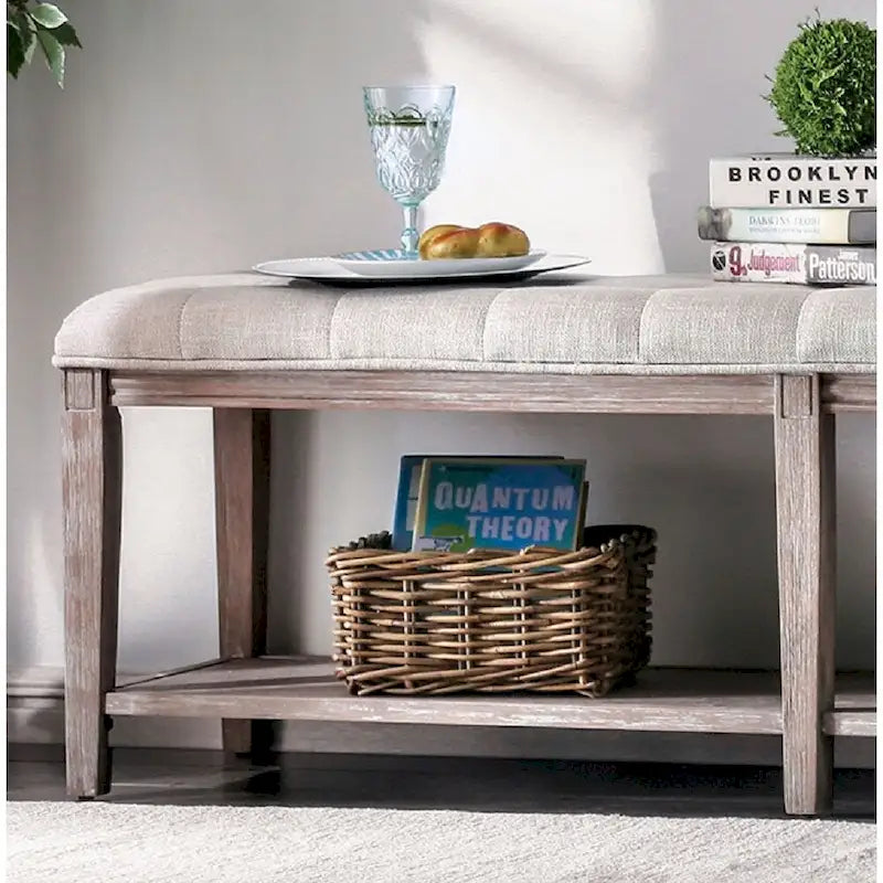 Banc en bois avec assise capitonnée