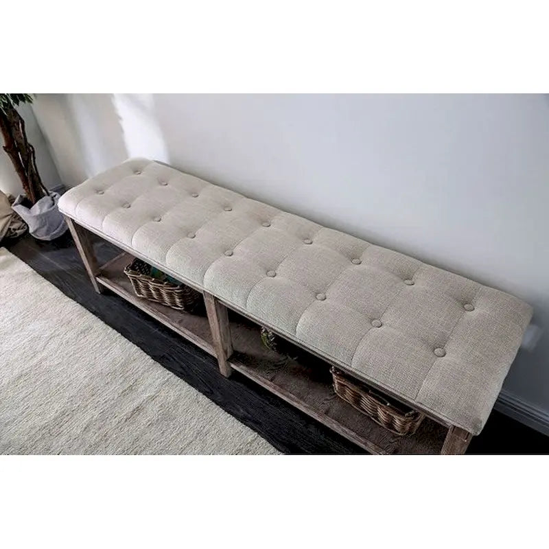 Banc en bois avec assise capitonnée