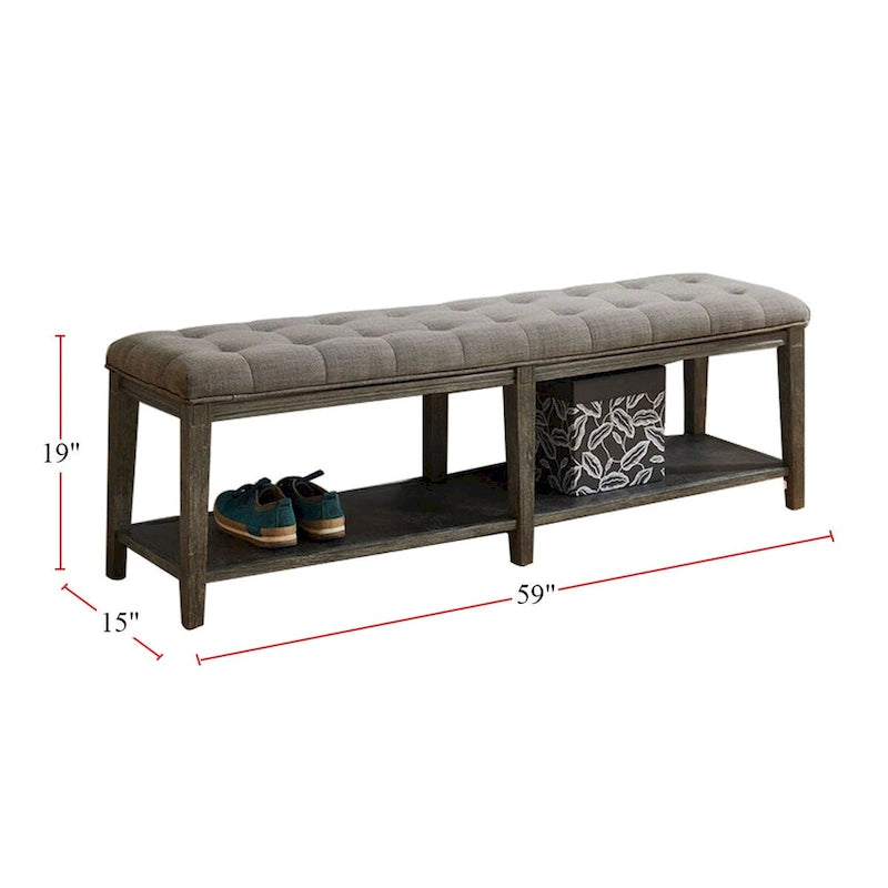 Banc en bois avec assise capitonnée