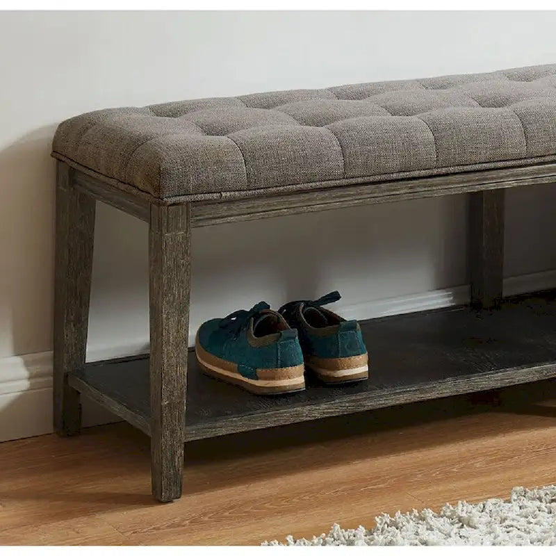 Banc en bois avec assise capitonnée