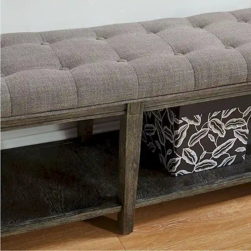 Banc en bois avec assise capitonnée