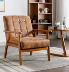 Leisure Chair with Solid Wood Armrest and Feet for Living Room Bedroom Studio chair