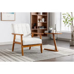 Fauteuil de loisirs avec accoudoirs et pieds en bois massif pour salon, chambre à coucher ou bureau