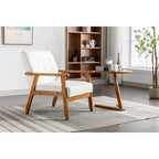 Fauteuil de loisirs avec accoudoirs et pieds en bois massif pour salon, chambre à coucher ou bureau